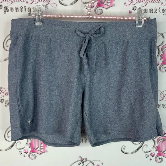Under Armour shorts silver logo tie up waist Gray Athletic Shorts - Picture 1 of 6